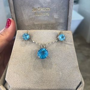 Blue Topaz and 14kt White Gold necklace & earrings